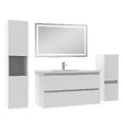 AICA SANITAIRE - Ensemble meuble salle de Bain 100cm avec colonne et miroir mural lumineux 3 couleurs blanc - vignette
