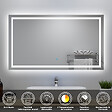 AICA SANITAIRE - Ensemble meubles Salle de Bain 120cm avec colonne + miroir lumineux 3 couleurs + dimmable Anthracite - vignette