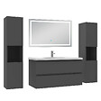 AICA SANITAIRE - Ensemble meubles Salle de Bain 100cm avec colonne et miroir lumineux 3 couleurs et dimmable Anthracite - vignette