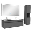 AICA SANITAIRE - Ensemble meuble salle de Bain 120cm avec colonne + miroir 3 couleurs Anthracite - vignette