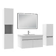 AICA SANITAIRE - Meuble simple vasque 80cm avec colonne et miroir lumineux 3 couleurs et dimmable blanc - vignette