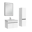 AICA SANITAIRE - Meuble simple vasque 60cm avec colonne et miroir lumineux blanc - vignette
