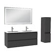 AICA SANITAIRE - Ensemble meuble salle de Bain 120cm double vasque avec colonne et miroir 3 couleurs Anthracite - vignette