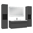 AICA SANITAIRE - Ensemble meubles Salle de Bain 100cm avec colonne + miroir lumineux 3 couleurs + dimmable Anthracite - vignette