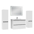 AICA SANITAIRE - Ensemble meubles Salle de Bain 80cm avec colonne et miroir lumineux 3 couleurs blanc - vignette