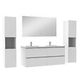 AICA SANITAIRE - Ensemble meuble Salle de Bain 120cm avec colonne + miroir lumineux dimmable blanc - vignette