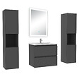 AICA SANITAIRE - Ensemble meuble Salle de Bain 60cm avec colonne + miroir lumineux dimmable anthracite - vignette
