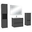 AICA SANITAIRE - Ensemble meuble salle de Bain 60cm avec colonne et miroir mural lumineux 3 couleurs Anthracite - vignette