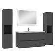 AICA SANITAIRE - Ensemble meuble Salle de Bain 100cm avec colonne + miroir lumineux dimmable anthracite - vignette