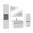 AICA SANITAIRE - Ensemble meuble salle de Bain 60cm avec colonne + miroir mural lumineux 3 couleurs blanc - vignette