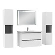 AICA SANITAIRE - Ensemble meubles Salle de Bain 80cm avec colonne et miroir lumineux 3 couleurs et dimmable blanc - vignette