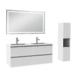 AICA SANITAIRE - Ensemble meuble salle de Bain 120cm avec colonne et miroir 3 couleurs blanc - vignette