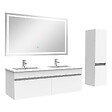 AICA SANITAIRE - Ensemble meuble salle de Bain 120cm double vasque avec colonne + miroir 3 couleurs blanc - vignette