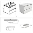 AICA SANITAIRE - Ensemble meuble salle de Bain 80cm avec colonne et miroir 3 couleurs blanc - vignette
