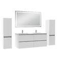 AICA SANITAIRE - Ensemble meubles Salle de Bain 120cm avec colonne et miroir lumineux 3 couleurs blanc - vignette