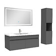 AICA SANITAIRE - Ensemble meuble salle de Bain 100cm avec colonne + miroir 3 couleurs Anthracite - vignette