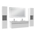 AICA SANITAIRE - Ensemble meubles Salle de Bain 120cm avec colonne + miroir lumineux 3 couleurs + dimmable blanc - vignette