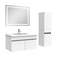 AICA SANITAIRE - Ensemble meuble salle de Bain 80cm simple vasque avec colonne + miroir 3 couleurs blanc - vignette