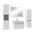 AICA SANITAIRE - Ensemble meuble Salle de Bain 60cm avec colonne + miroir lumineux 3 couleurs blanc - vignette