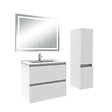 AICA SANITAIRE - Ensemble meuble salle de Bain 60cm simple vasque avec colonne et miroir 3 couleurs blanc - vignette