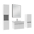 AICA SANITAIRE - Meuble simple vasque 60cm avec colonne et miroir lumineux 3 couleurs et dimmable blanc - vignette