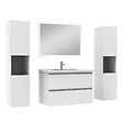 AICA SANITAIRE - Ensemble meuble Salle de Bain 80cm avec colonne + miroir lumineux dimmable blanc - vignette