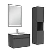 AICA SANITAIRE - Meuble simple vasque 60cm avec colonne et miroir lumineux 3 couleurs anthracite - vignette