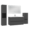 AICA SANITAIRE - Ensemble meuble salle de Bain 100cm avec colonne et miroir mural lumineux 3 couleurs Anthracite - vignette