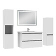 AICA SANITAIRE - Ensemble meuble Salle de Bain 80cm avec colonne et miroir lumineux 3 couleurs blanc - vignette