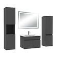 AICA SANITAIRE - Ensemble meuble Salle de Bain 60cm avec colonne + miroir lumineux 3 couleurs Anthracite - vignette