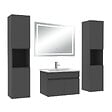 AICA SANITAIRE - Ensemble meubles Salle de Bain 60cm avec colonne + miroir lumineux 3 couleurs + dimmable Anthracite - vignette