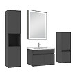 AICA SANITAIRE - Meuble simple vasque 60cm avec colonne et miroir lumineux 3 couleurs et dimmable anthracite - vignette
