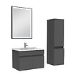 AICA SANITAIRE - Meuble simple vasque 60cm avec colonne et miroir lumineux anthracite - vignette