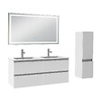 AICA SANITAIRE - Ensemble meuble salle de Bain 120cm double vasque avec colonne et miroir 3 couleurs blanc - vignette