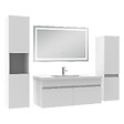 AICA SANITAIRE - Ensemble meuble Salle de Bain 100cm avec colonne + miroir lumineux 3 couleurs blanc - vignette