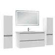 AICA SANITAIRE - Ensemble meubles Salle de Bain 100cm avec colonne et miroir lumineux 3 couleurs blanc - vignette