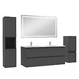 AICA SANITAIRE - Ensemble meuble salle de Bain 120cm avec colonne et miroir mural lumineux 3 couleurs Anthracite - vignette