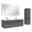 AICA SANITAIRE - Ensemble meuble salle de Bain 120cm double vasque avec colonne + miroir 3 couleurs Anthracite - vignette