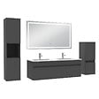 AICA SANITAIRE - Ensemble meuble salle de Bain 120cm avec colonne + miroir mural lumineux 3 couleurs Anthracite - vignette