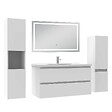 AICA SANITAIRE - Ensemble meuble Salle de Bain 100cm avec colonne et miroir lumineux 3 couleurs blanc - vignette