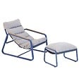 OVIALA - Fauteuil relax en acier et textilène avec repose-pieds bleu pacific - Sotia - vignette
