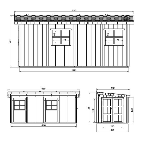 TIMBELA - Abri de Jardin Qualité Premium 11,47 m² - H231x248x530 cm - Sans plancher e  paroi latérale - Timbela M940B-TUNDRA GREY - large
