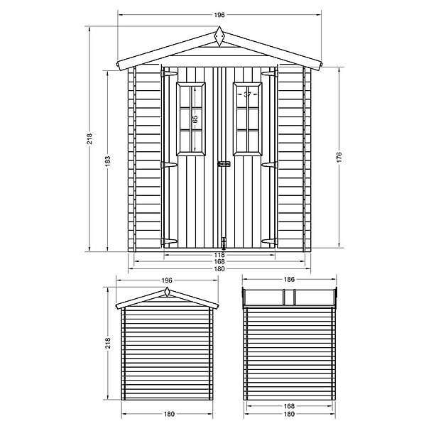 TIMBELA - Abri de jardin en bois AVEC SOL TRAITÉ - Stockage extérieur I186xL196xH218 cm/ 2,82 m2 - TIMBELA M320C+M320G - large