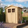 TIMBELA - Abri de jardin en bois AVEC SOL TRAITÉ - Stockage extérieur I196xL136xH218 cm/ 1.98 m2 - TIMBELA M367F+M367G - vignette