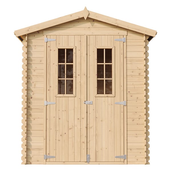 TIMBELA - Abri de jardin en bois AVEC SOL TRAITÉ - Stockage extérieur I196xL136xH218 cm/ 1.98 m2 - TIMBELA M367C+M367G - large