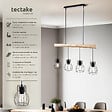 TECTAKE - Lampes suspendues WOODY poutre en bois et 4 ampoules 40 W noir/marron - vignette