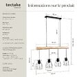 TECTAKE - Lampes suspendues WOODY poutre en bois et 4 ampoules 40 W noir/marron - vignette
