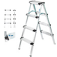 HOSTRÃ–M - Escabeau marche pied 4 marches HOMILIX4, petit escabeau pliable, aluminium, design compact et robuste, H max travail 2,59m, 5 ans garantie, Hostrom - vignette
