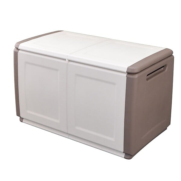 INTEC - Coffre de Rangement Extérieur 230L Malle de Jardin Beige/Taupe 96 x 53 x H57cm Poignées de transport INTEC - large