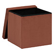 ATMOSPHERA - 2 en 1 Pouf pliant et coffre de rangement Velours Ambre 38 x 38 cm - vignette